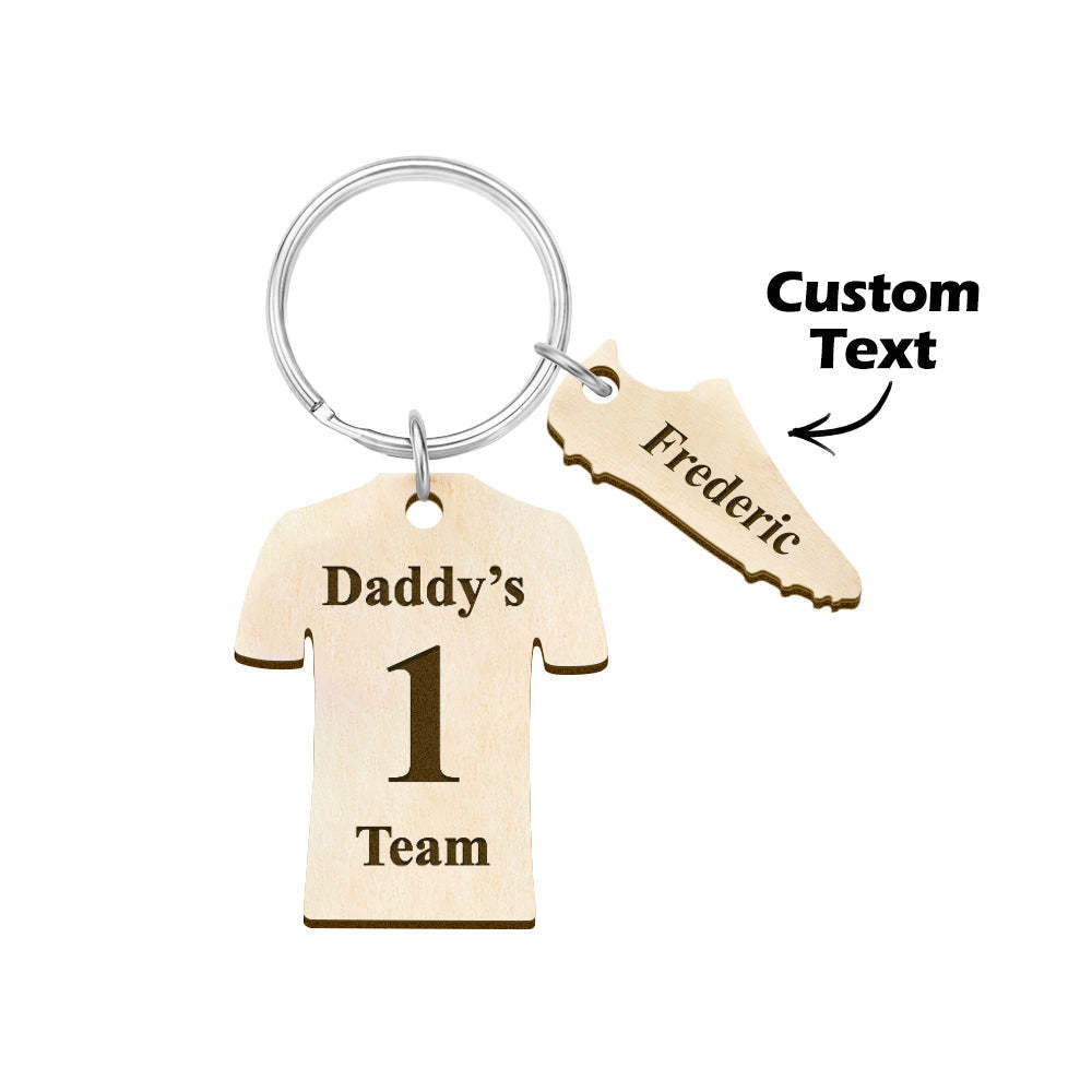 Custom Engraved Daddy's Football Team Wooden Sports Gifts - yournamenecklaceuk