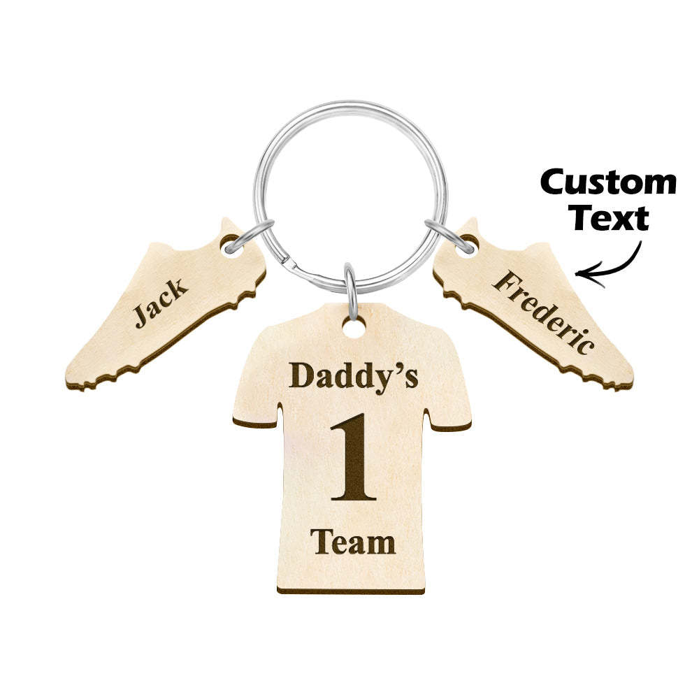 Custom Engraved Daddy's Football Team Wooden Sports Gifts - yournamenecklaceuk