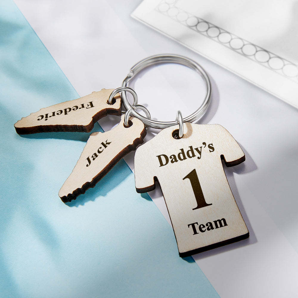 Custom Engraved Daddy's Football Team Wooden Sports Gifts - yournamenecklaceuk