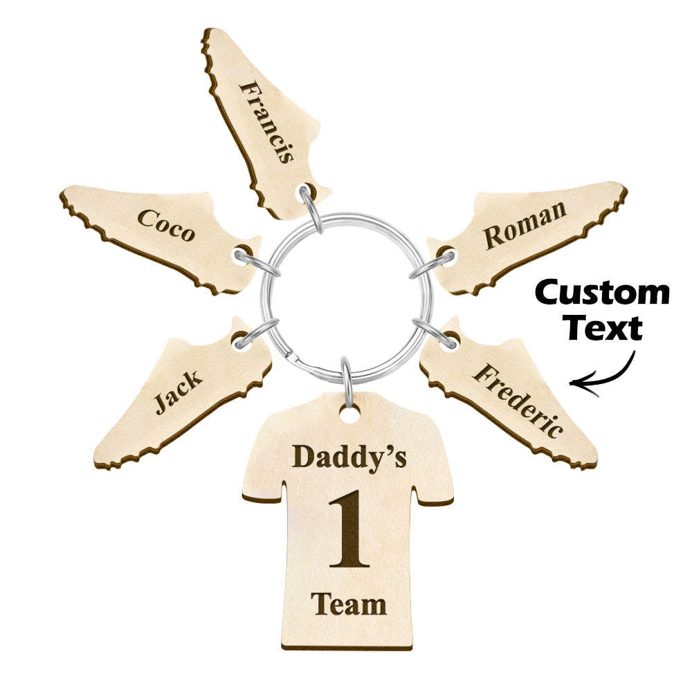Custom Engraved Daddy's Football Team Wooden Sports Gifts - yournamenecklaceuk
