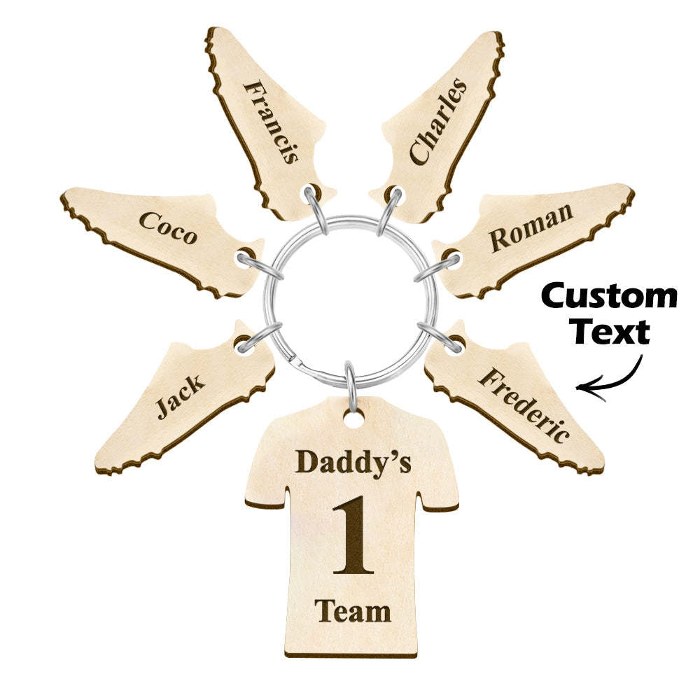 Custom Engraved Daddy's Football Team Wooden Sports Gifts - yournamenecklaceuk