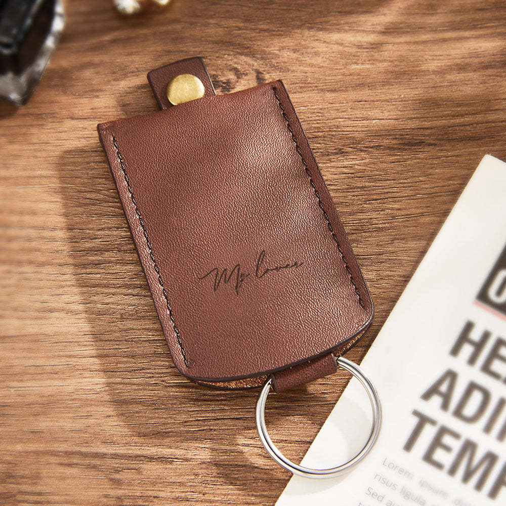 Custom Engraved Keychain Personalized Leather Pulling Key Holder Creative Gift - yournamenecklaceuk