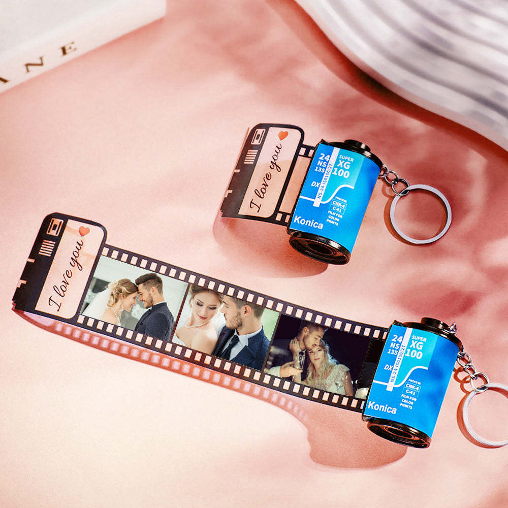 Custom Camera Roll Keychain Personalized Photo Engraved Film Roll Keychain Anniversary Wedding Gift - yournamenecklaceuk