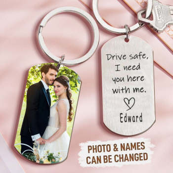 Custom Photo Keychain With Name Wedding Gifts For Husband - yournamenecklaceuk