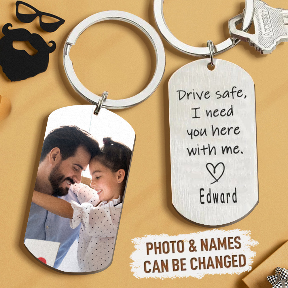 Custom Photo Keychain With Name Father's Day Gifts For Dad