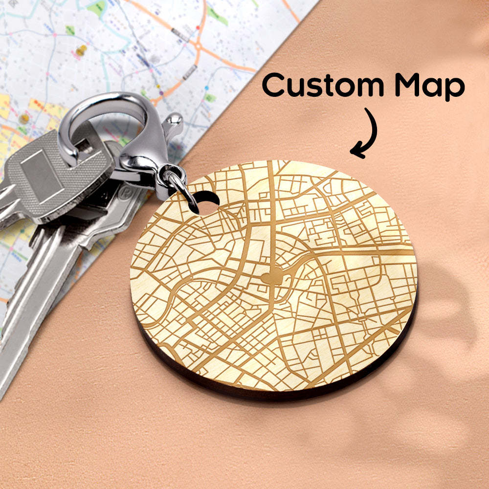 Personalized Map Keychain Custom Engraved Keychain Gifts for Him or Her - yournamenecklaceuk