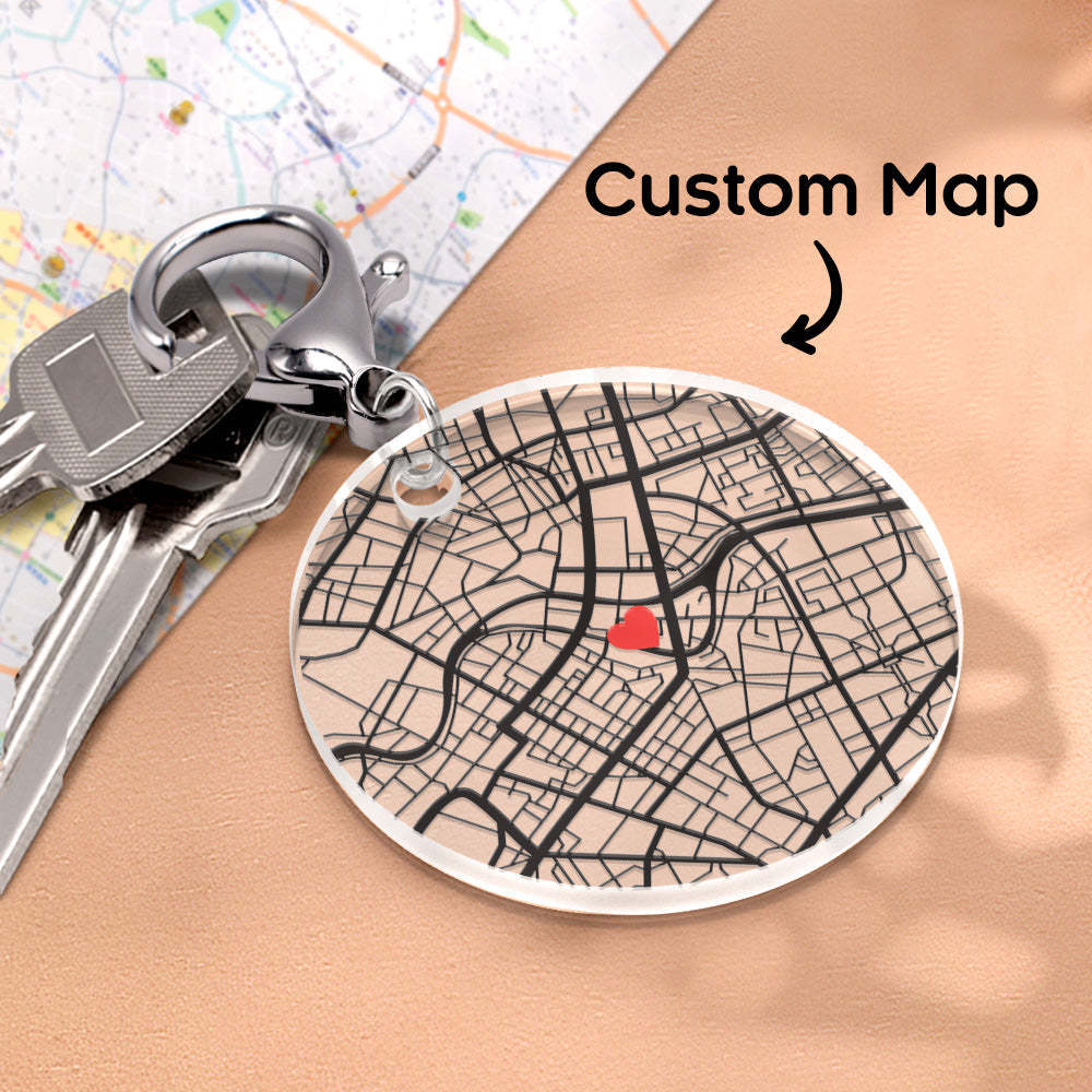Personalized Map Keychain Custom Engraved Keychain Gifts for Him or Her - yournamenecklaceuk