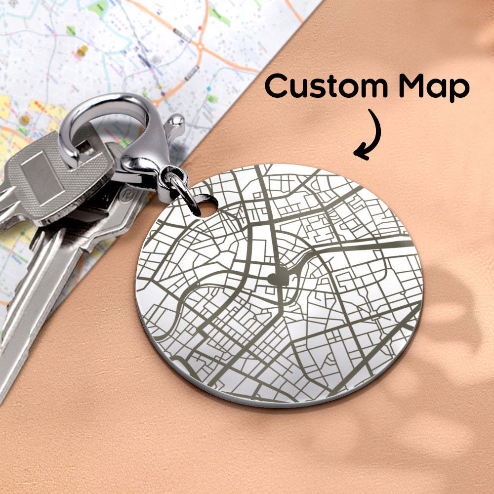 Personalized Map Keychain Custom Engraved Keychain Gifts for Him or Her - yournamenecklaceuk