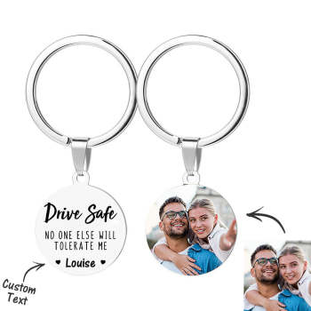 Personal Custom Gift Custom "Drive Safe" Keychain Photo Keychain with Your Name - yournamenecklaceuk