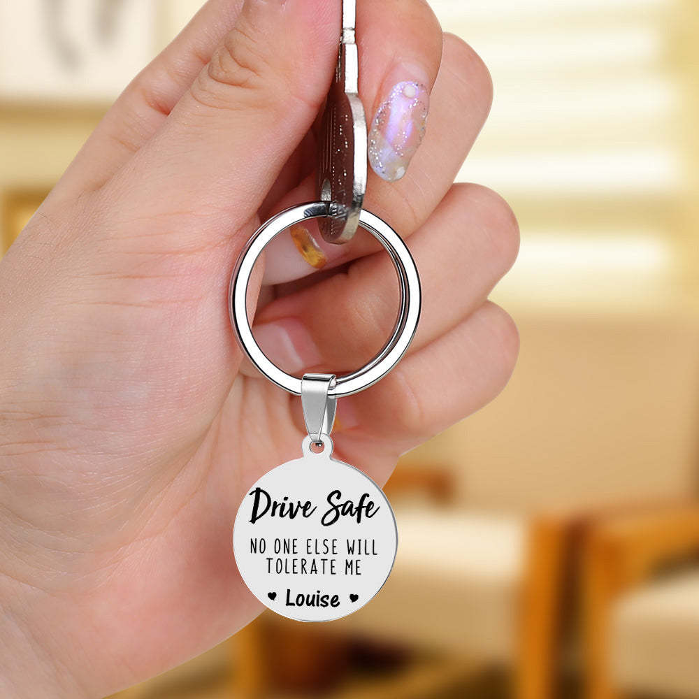 Personal Custom Gift Custom "Drive Safe" Keychain Photo Keychain with Your Name - yournamenecklaceuk