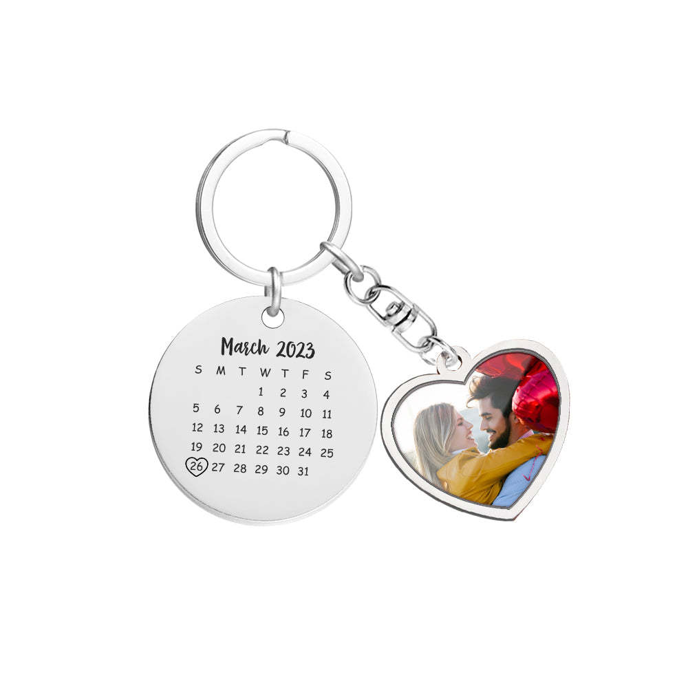 Custom Photo Calendar Keychain Personalized Save The Date Keychain Gift - yournamenecklaceuk
