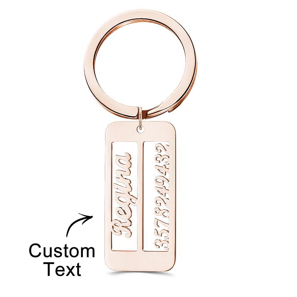 Personalized Name Phone Number Keychain Engraved Exclusive Phone Number Keychain - yournamenecklaceuk