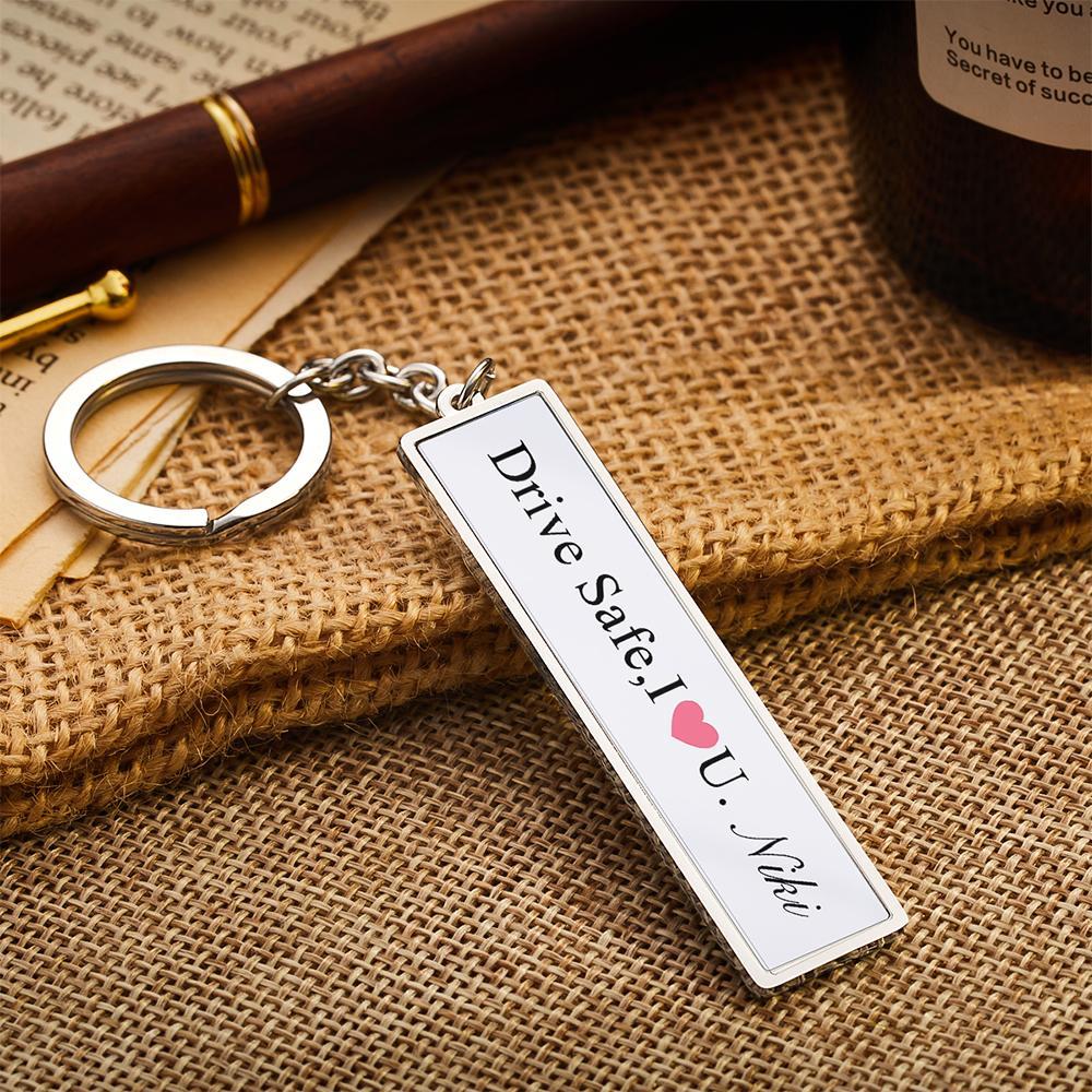 Custom Engraved Keychain Drive Safe Creative Gifts - yournamenecklaceuk