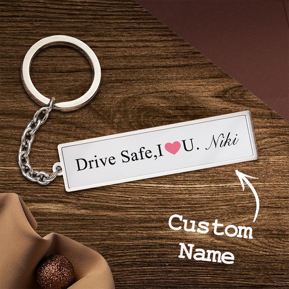 Custom Engraved Keychain Drive Safe Creative Gifts - yournamenecklaceuk