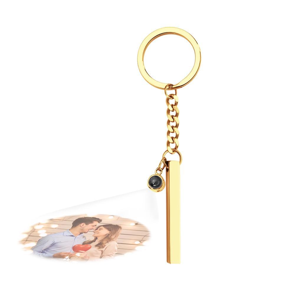 Personalized Photo Projection Keychain Engraved Vertical Cube Pendant Gifts For Him - yournamenecklaceuk