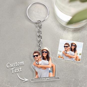 Custom Photo Acrylic Keychain With Text Unique Gifts For Couples - yournamenecklaceuk
