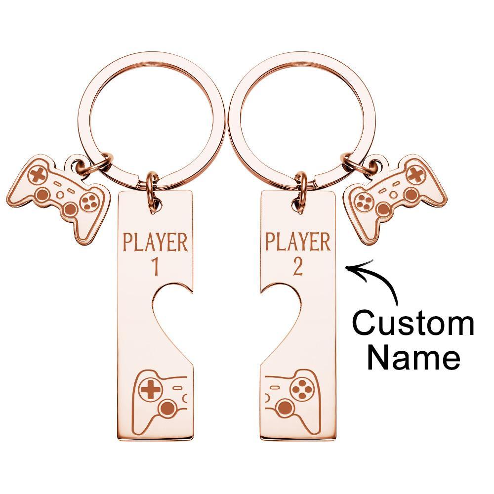 Custom Engraved Keychain Game Console in Pairs Funny Couple Gifts - yournamenecklaceuk