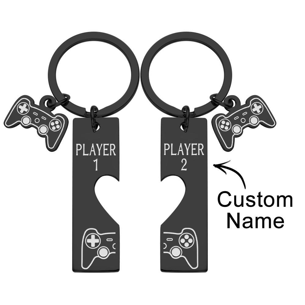 Custom Engraved Keychain Game Console in Pairs Funny Couple Gifts - yournamenecklaceuk