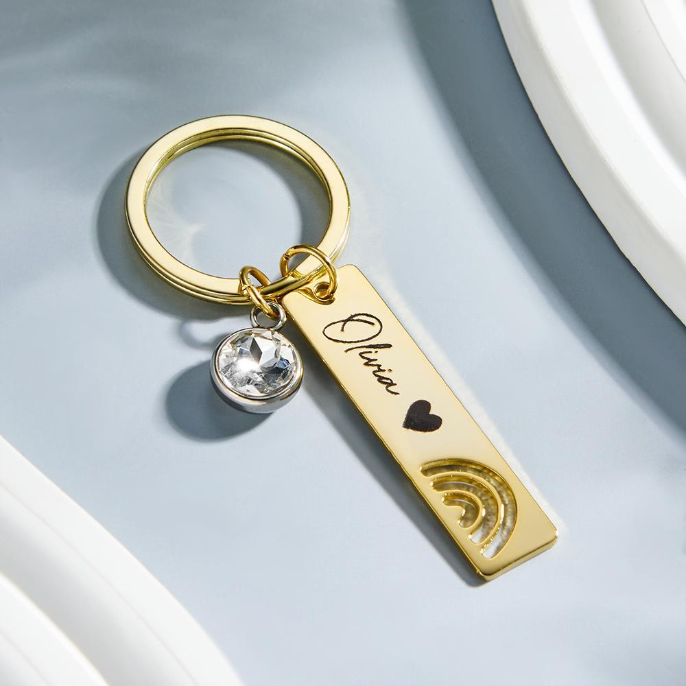 Custom Engraved Keychain Creative Rainbow Unique Gifts - yournamenecklaceuk