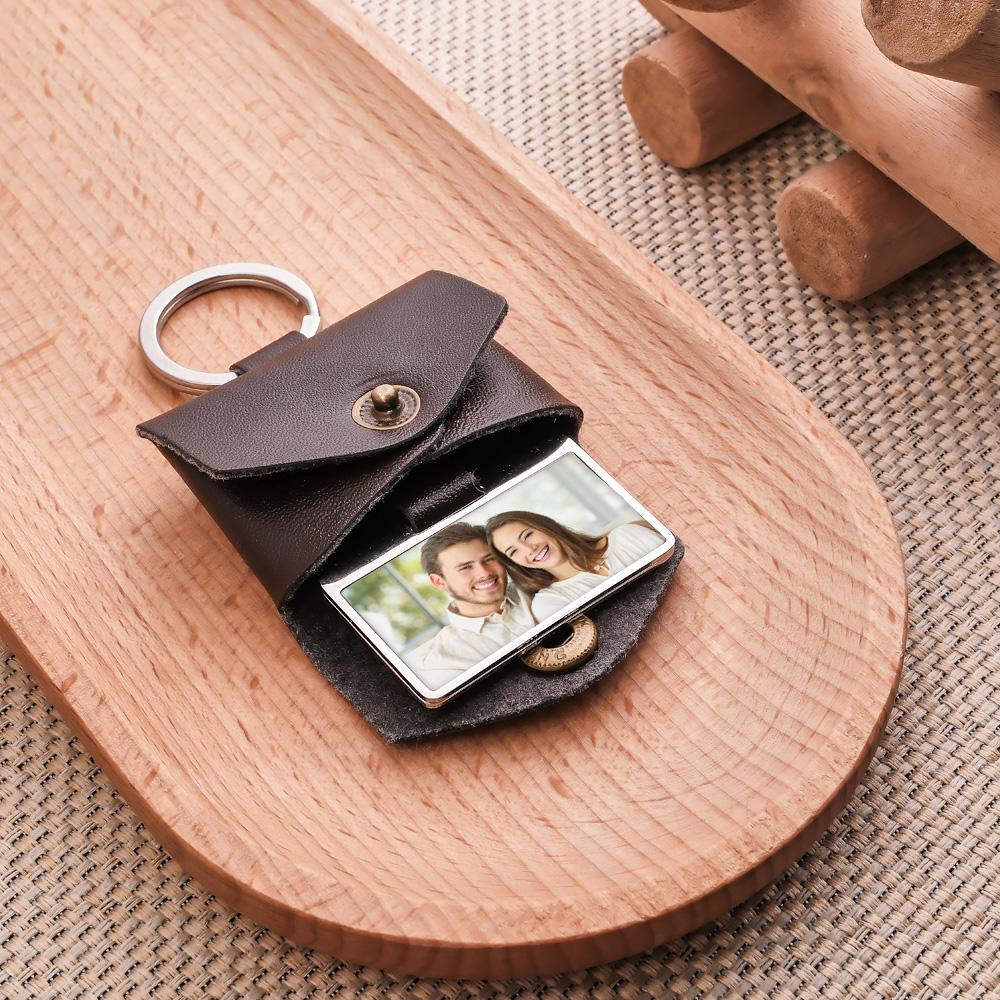Custom Photo Keychain Creative Envelope Leather Couple Gifts - yournamenecklaceuk