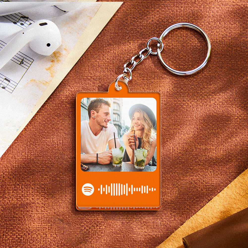 Personalized Scannable Spotify Code Keychain Custom Photo Colorful Keychain Birthday Anniversary Gift - yournamenecklaceuk
