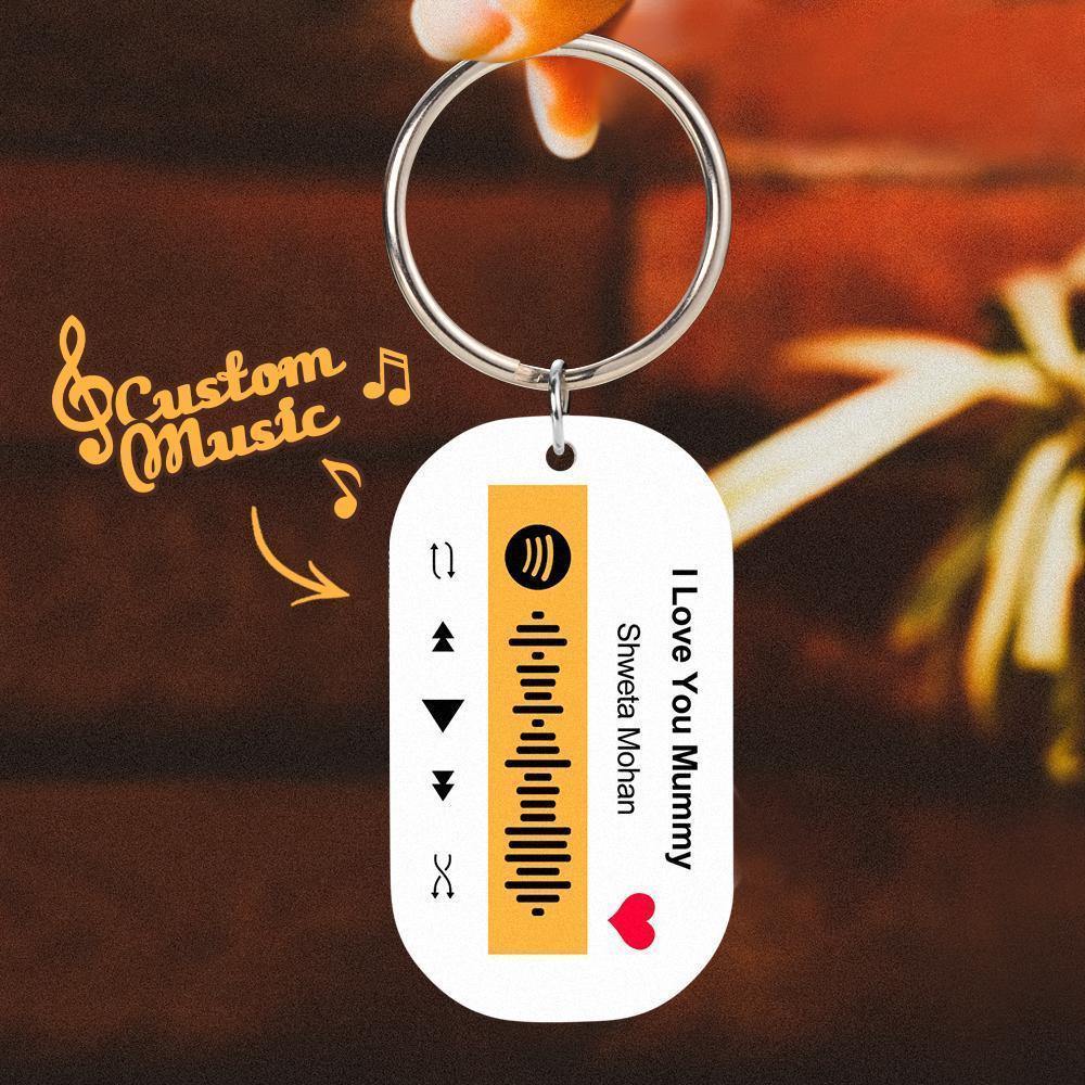 Scannable Spotify Code Keychain Spotify Favorite Song Engraved Keychain Gifts for Him - soufeelus