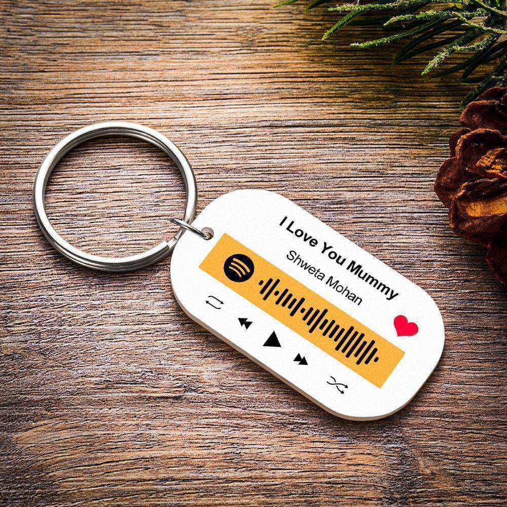 Scannable Spotify Code Keychain Spotify Favorite Song Engraved Keychain Gifts for Him - soufeelus