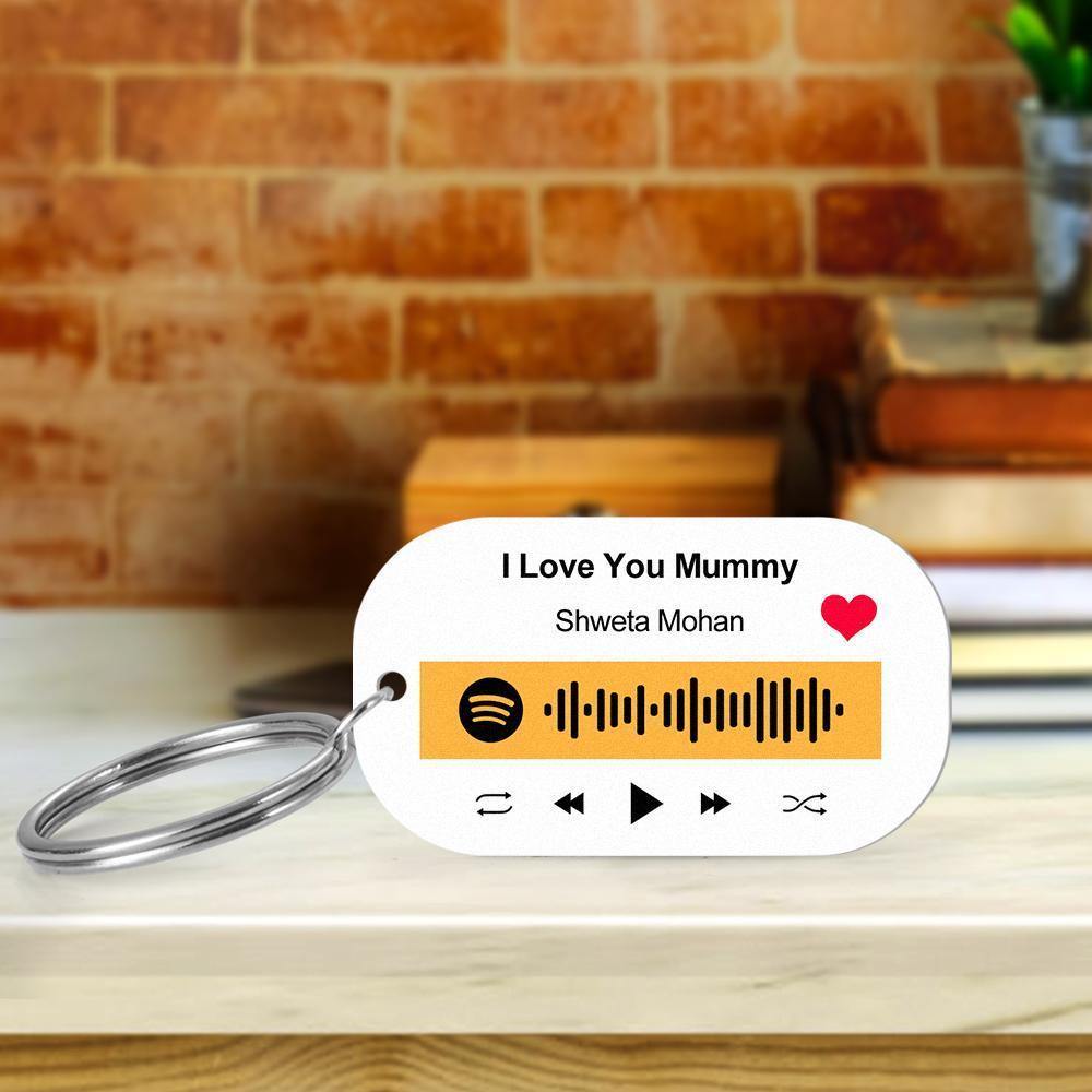 Scannable Spotify Code Keychain Spotify Favorite Song Engraved Keychain Gifts for Him - soufeelus
