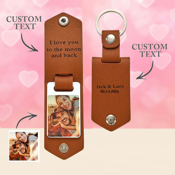 Couple Gifts Custom Leather Keychain Personalized Engrave Keychain Anniversary Gift For Couple - yournamenecklaceuk