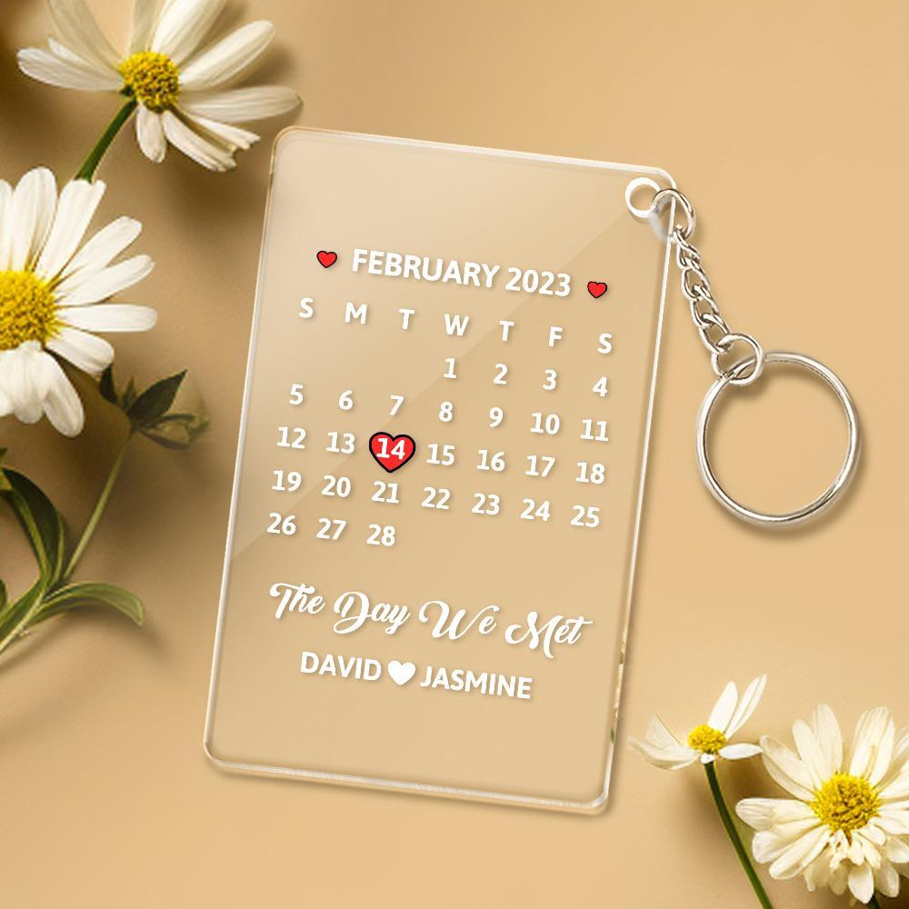 Custom Calendar Keychain Acrylic Keychain Special Date Keychain Gifts For Memorable Members - yournamenecklaceuk