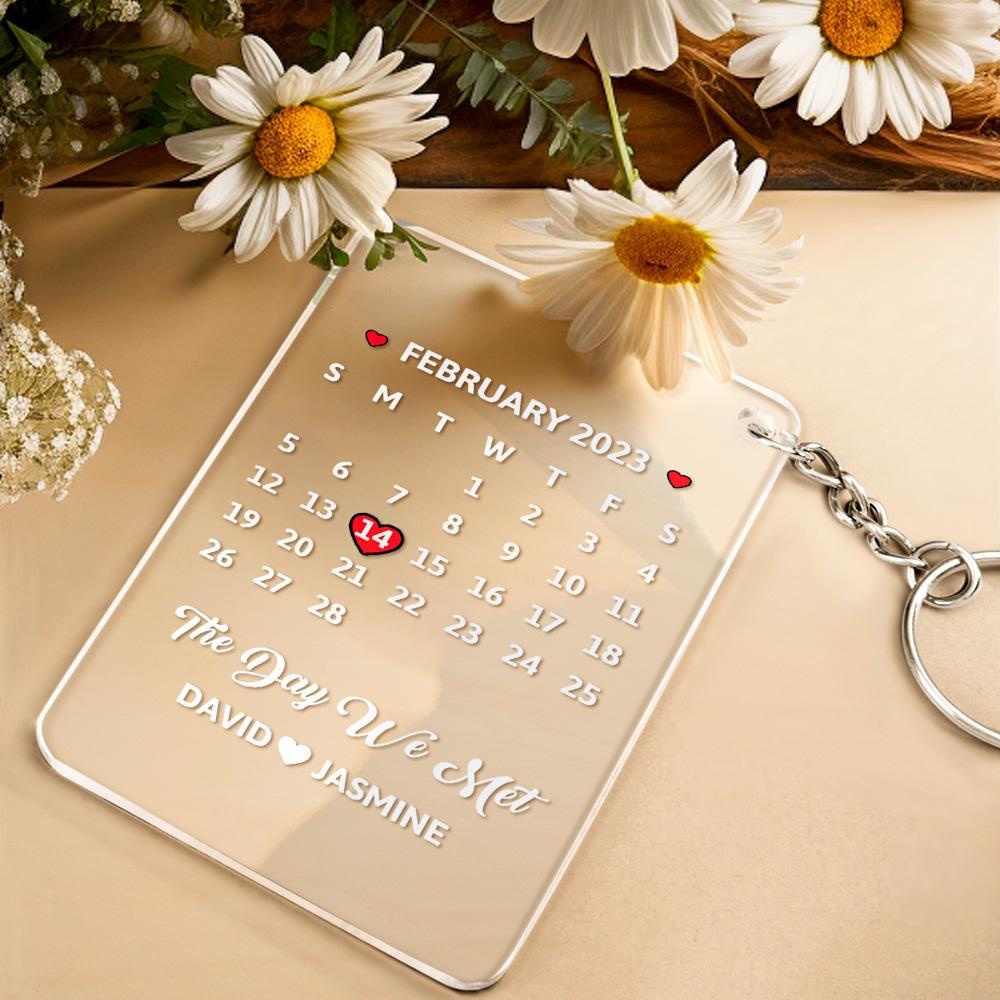 Custom Calendar Keychain Acrylic Keychain Special Date Keychain Gifts For Memorable Members - yournamenecklaceuk