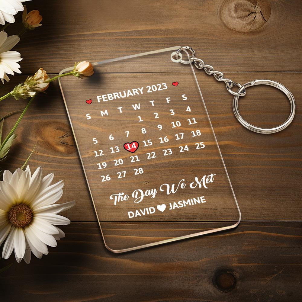 Custom Calendar Keychain Acrylic Keychain Special Date Keychain Gifts For Memorable Members - yournamenecklaceuk