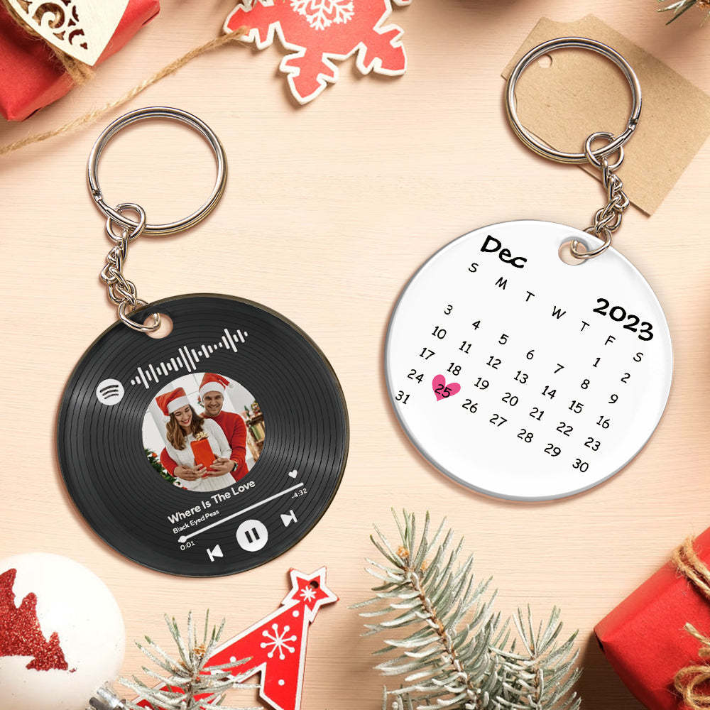 Custom Music Song Calendar Keychains Scannable Spotify Code Acrylic Christmas Gifts for Couple - yournamenecklaceuk
