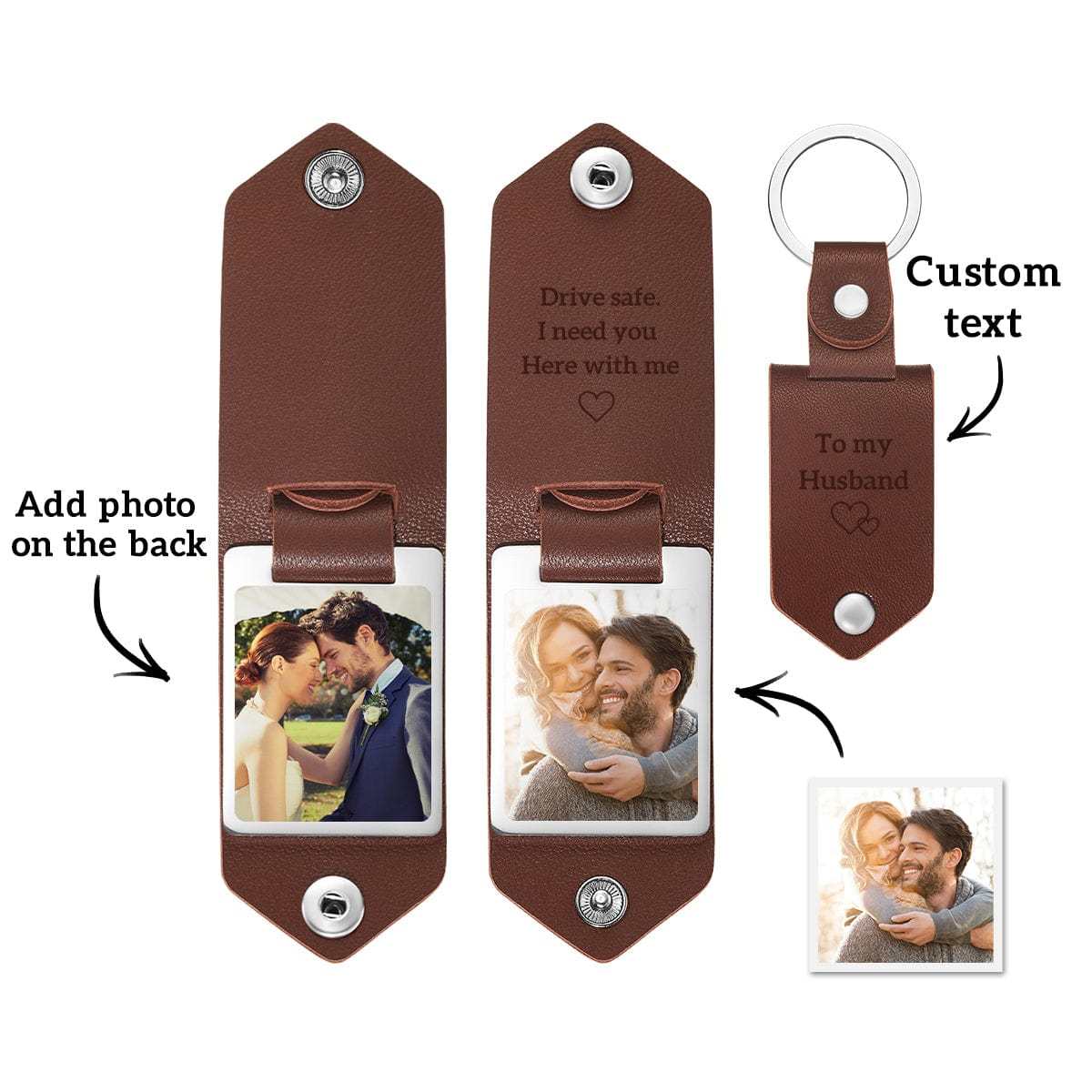 Couple Gifts Custom Leather Keychain Personalized Engrave Keychain Anniversary Gift For Couple - yournamenecklaceuk