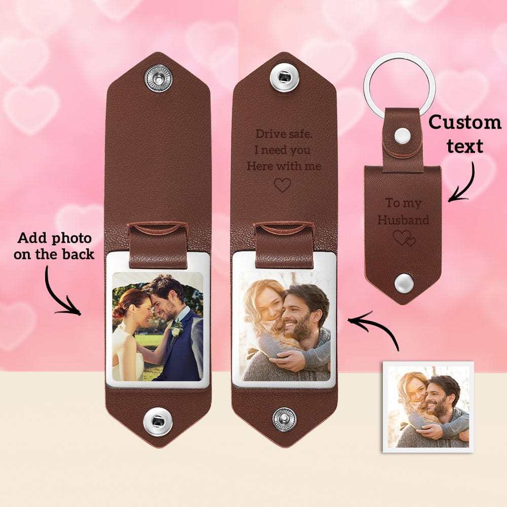 Couple Gifts Custom Leather Keychain Personalized Engrave Keychain Anniversary Gift For Couple - yournamenecklaceuk