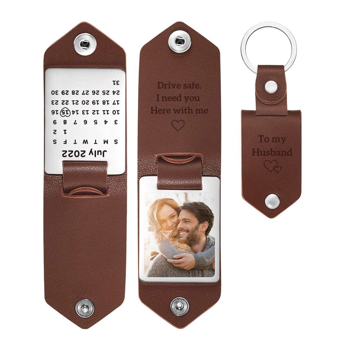 Couple Gifts Custom Leather Keychain Personalized Engrave Keychain Anniversary Gift For Couple - yournamenecklaceuk