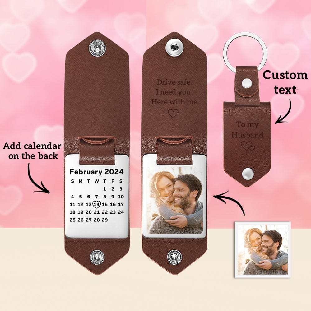 Couple Gifts Custom Leather Keychain Personalized Engrave Keychain Anniversary Gift For Couple - yournamenecklaceuk