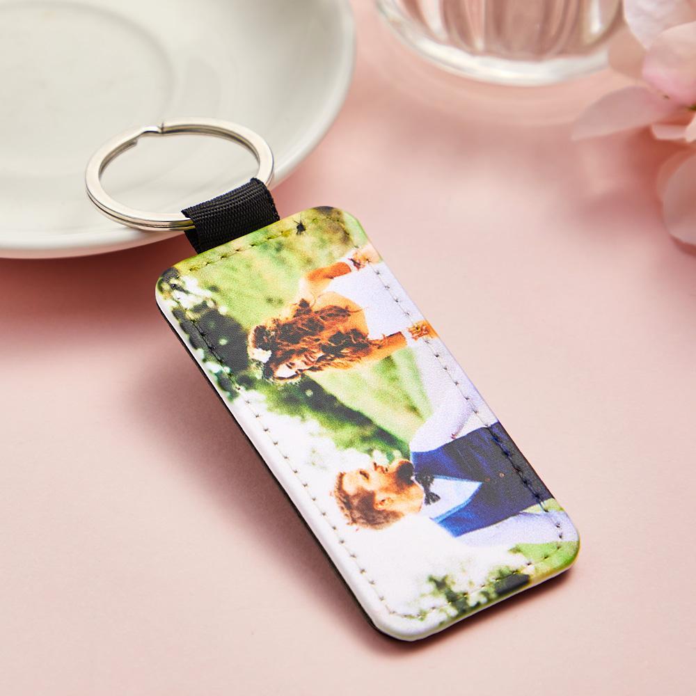 Personalized Photo Keychain Custom Key Holder Vegan Leather Memory Keychain Gift - yournamenecklaceuk
