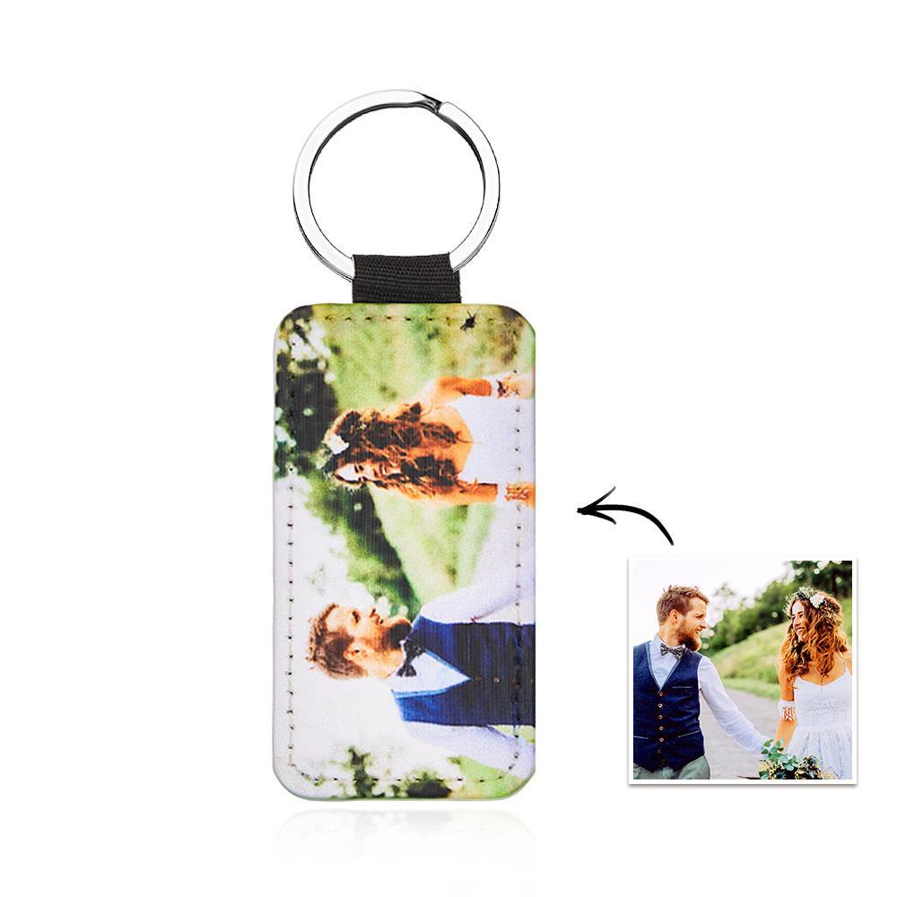 Personalized Photo Keychain Custom Key Holder Vegan Leather Memory Keychain Gift - yournamenecklaceuk