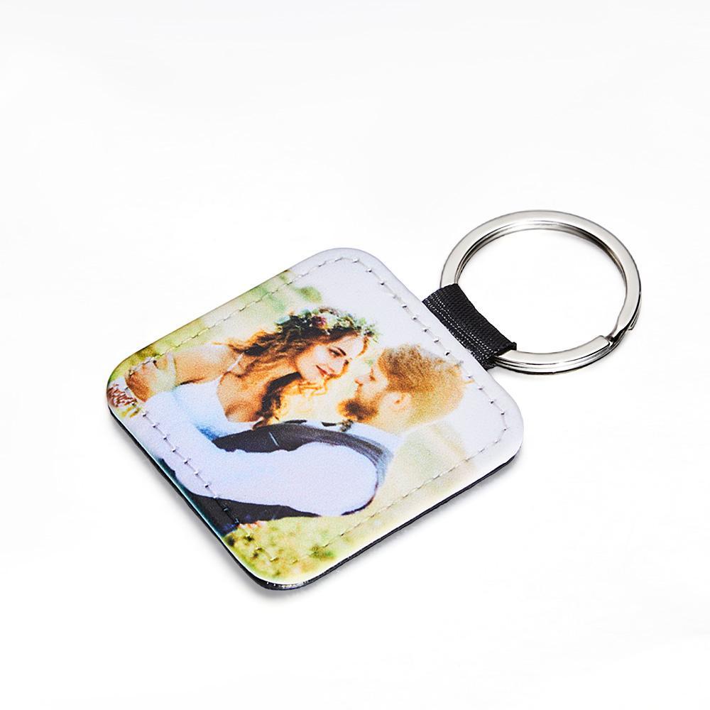 Personalized Photo Keychain Custom Key Holder Vegan Leather Memory Keychain Gift - yournamenecklaceuk