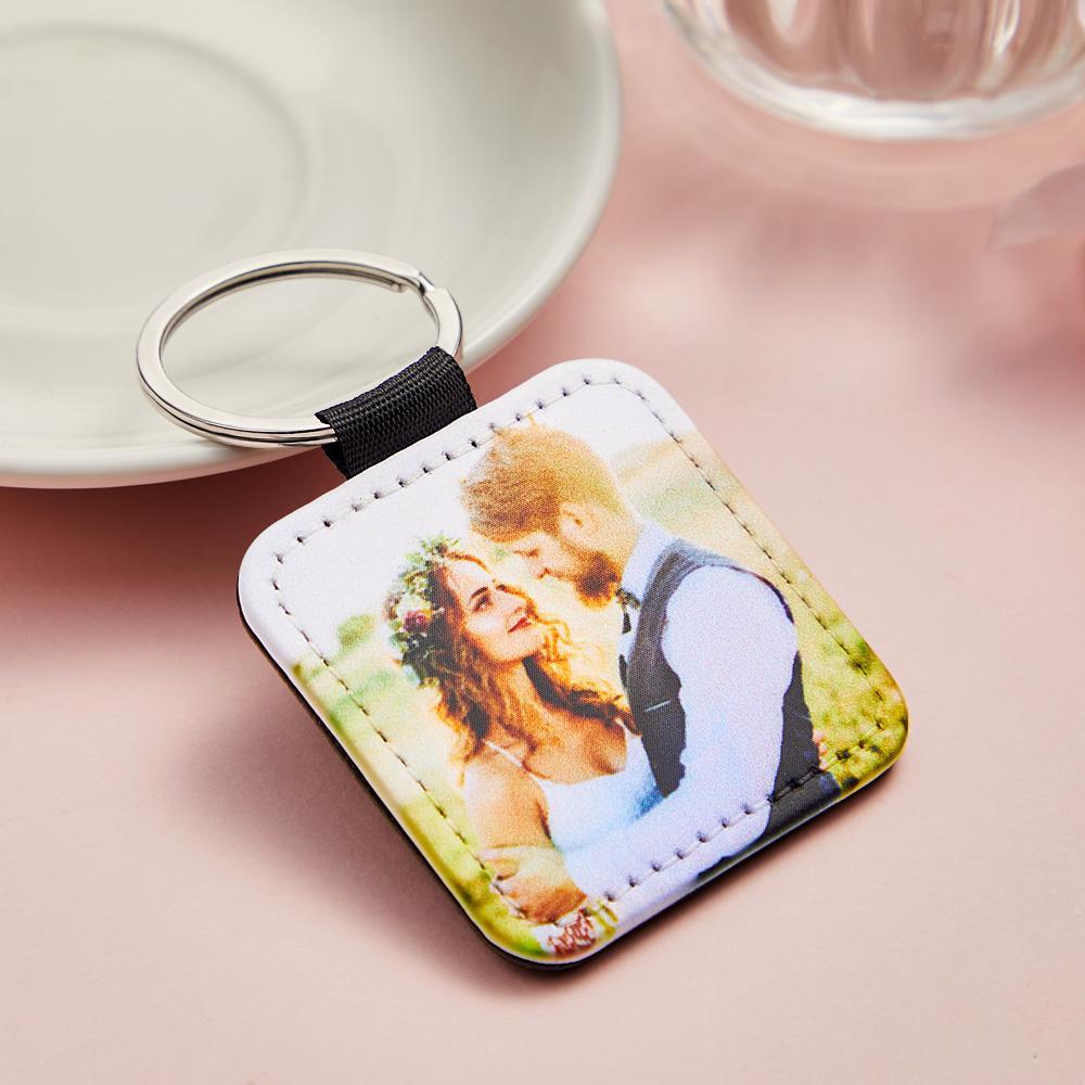 Personalized Photo Keychain Custom Key Holder Vegan Leather Memory Keychain Gift - yournamenecklaceuk