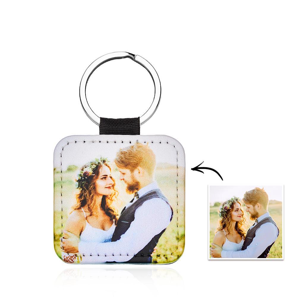 Personalized Photo Keychain Custom Key Holder Vegan Leather Memory Keychain Gift - yournamenecklaceuk