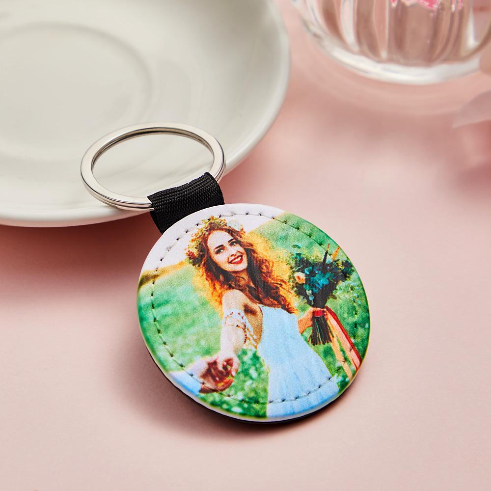 Personalized Photo Keychain Custom Key Holder Vegan Leather Memory Keychain Gift - yournamenecklaceuk