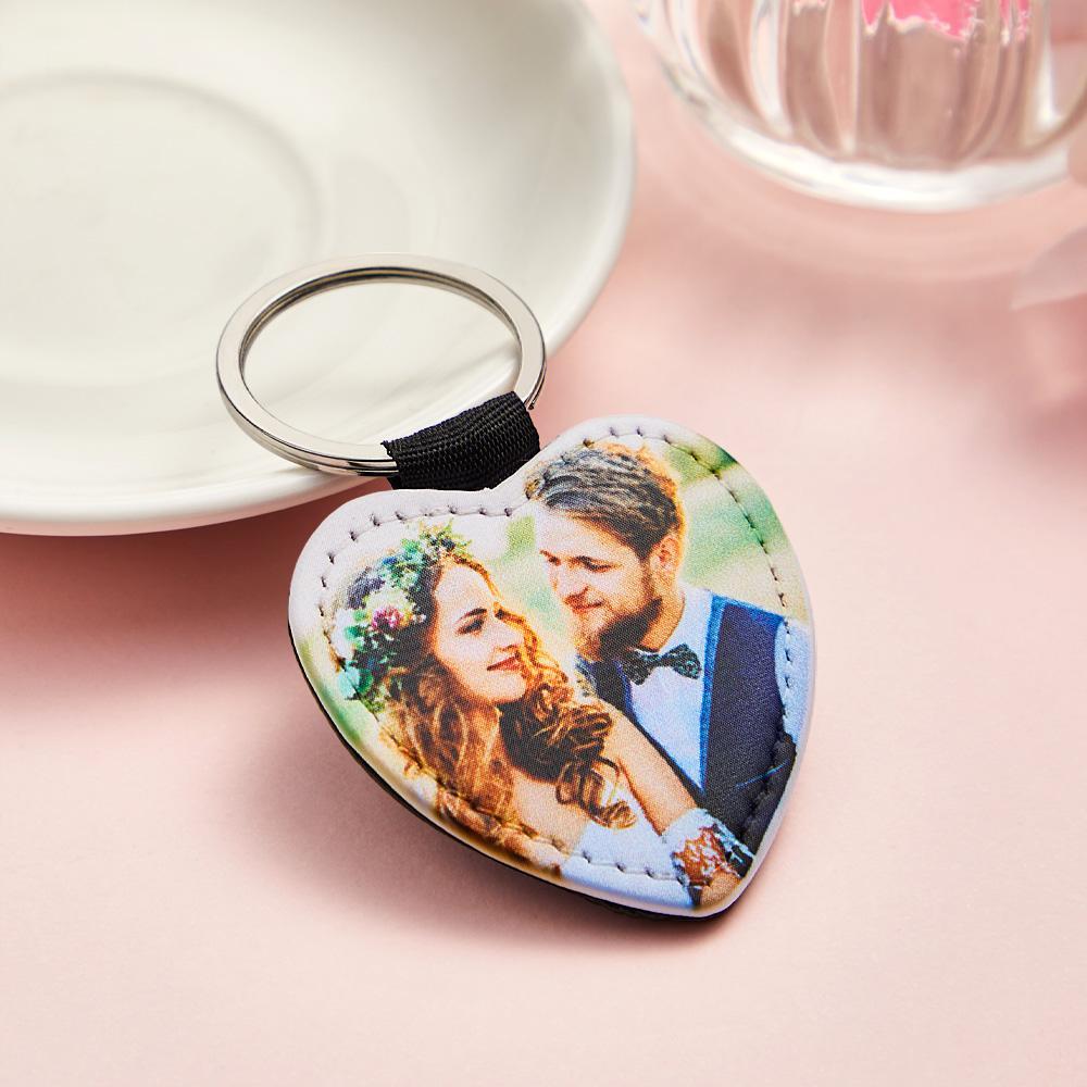 Personalized Photo Keychain Custom Key Holder Vegan Leather Memory Keychain Gift - yournamenecklaceuk