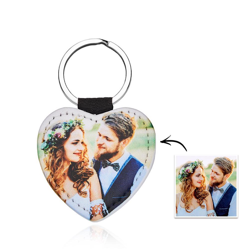Personalized Photo Keychain Custom Key Holder Vegan Leather Memory Keychain Gift - yournamenecklaceuk