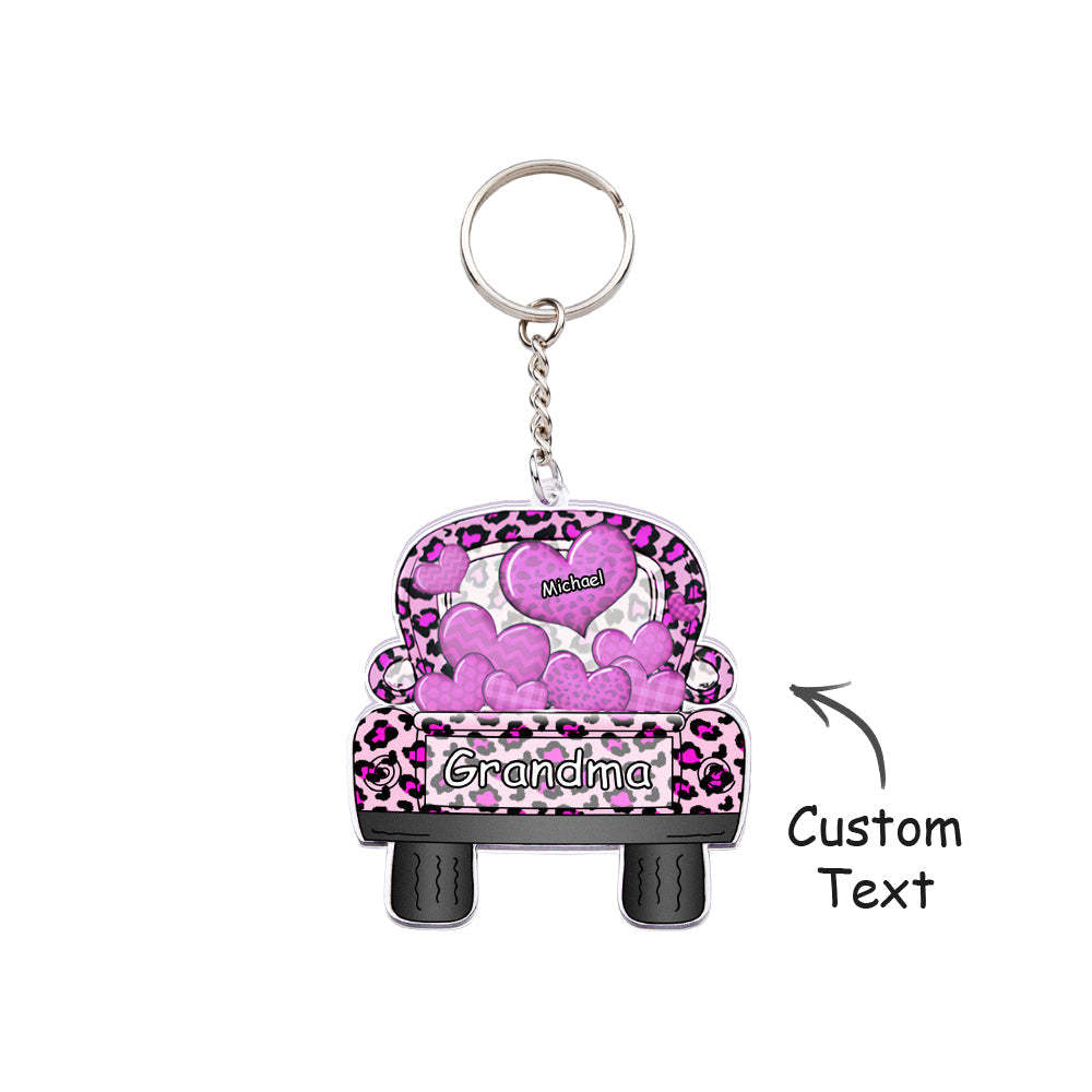 Personalized Nickname Truck Loading Heart Acrylic Keychain Christmas Gift Decor Gift Grandma Nana Papa - yournamenecklaceuk