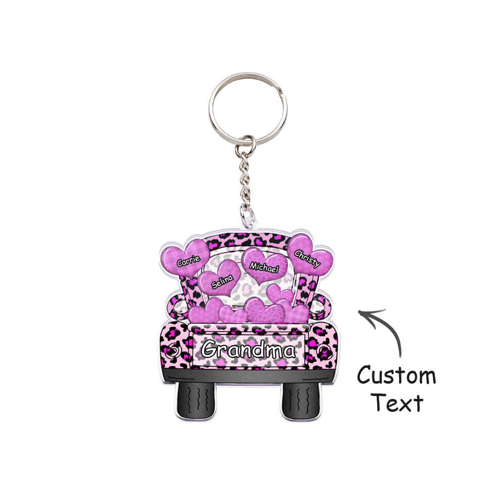 Personalized Nickname Truck Loading Heart Acrylic Keychain Christmas Gift Decor Gift Grandma Nana Papa - yournamenecklaceuk