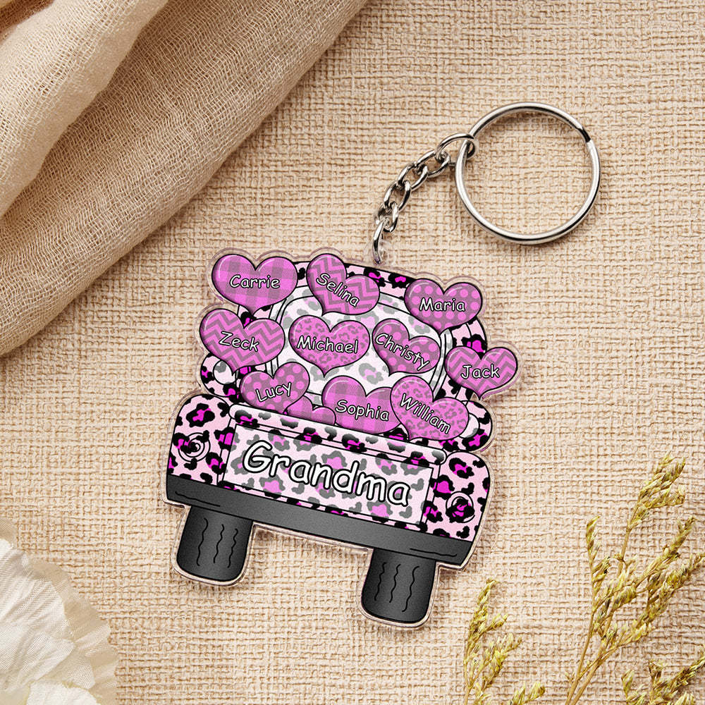 Personalized Nickname Truck Loading Heart Acrylic Keychain Christmas Gift Decor Gift Grandma Nana Papa - yournamenecklaceuk