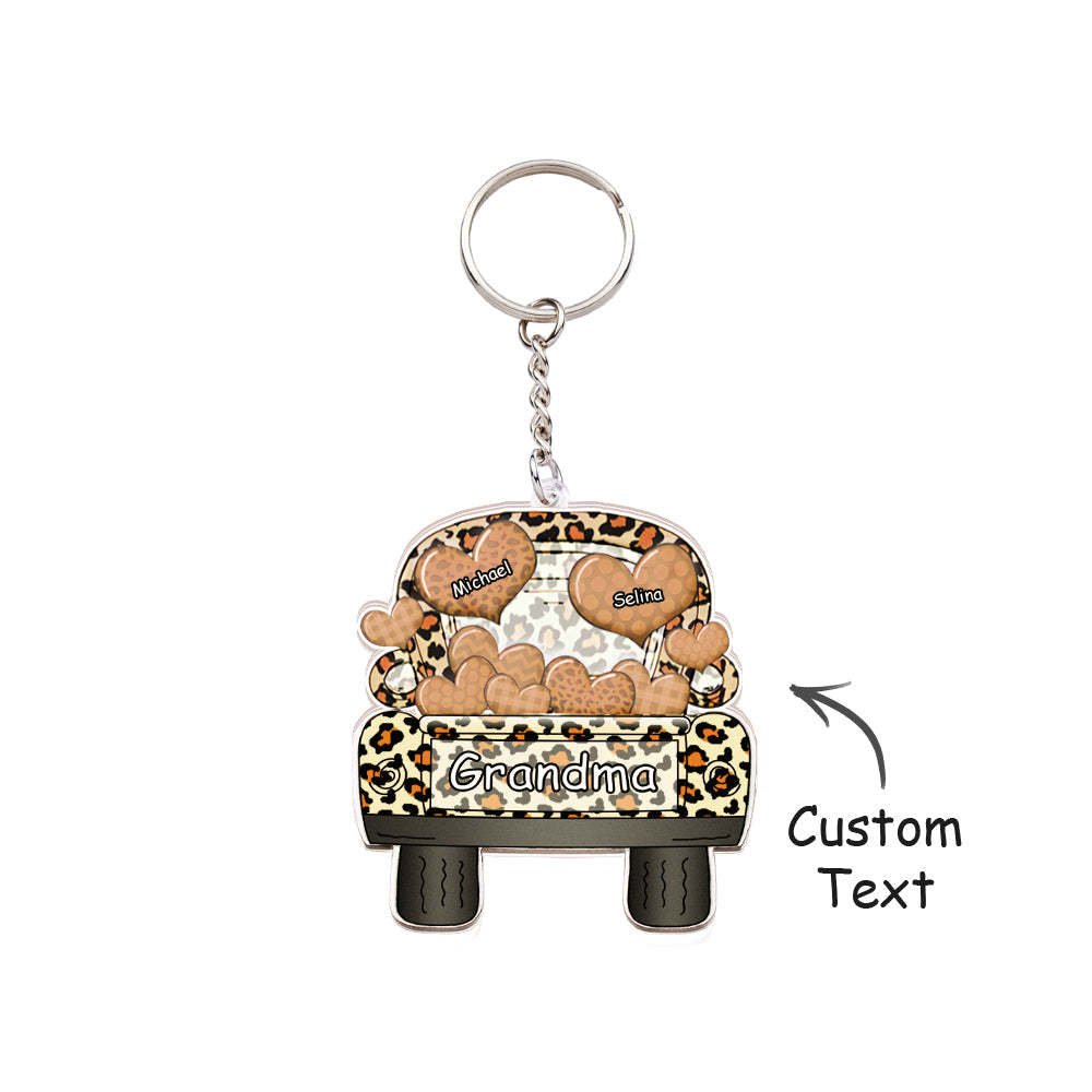 Personalized Nickname Truck Loading Heart Acrylic Keychain Christmas Gift Decor Gift Grandma Nana Papa - yournamenecklaceuk