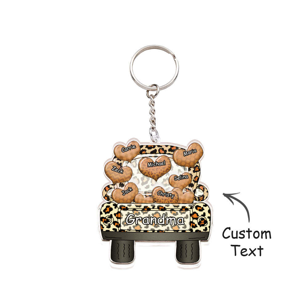 Personalized Nickname Truck Loading Heart Acrylic Keychain Christmas Gift Decor Gift Grandma Nana Papa - yournamenecklaceuk